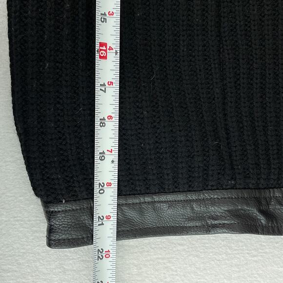 ett:twa by Anthropologie Sweater Trimmed Faux Leather Jacket Black Women's Large - Picture 13 of 15